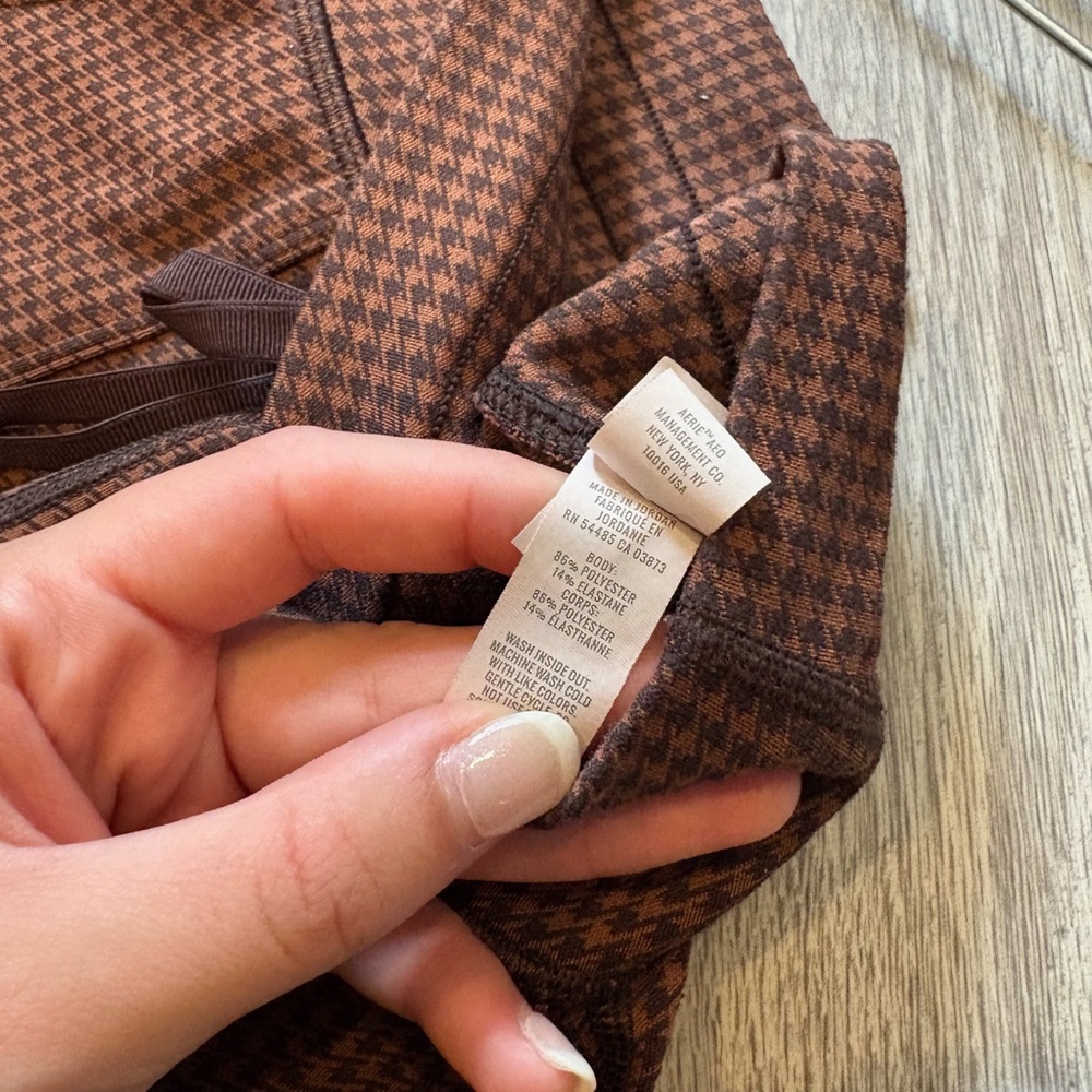 Offline By Aerie Brown Patterned Houndstooth Draw… - image 6